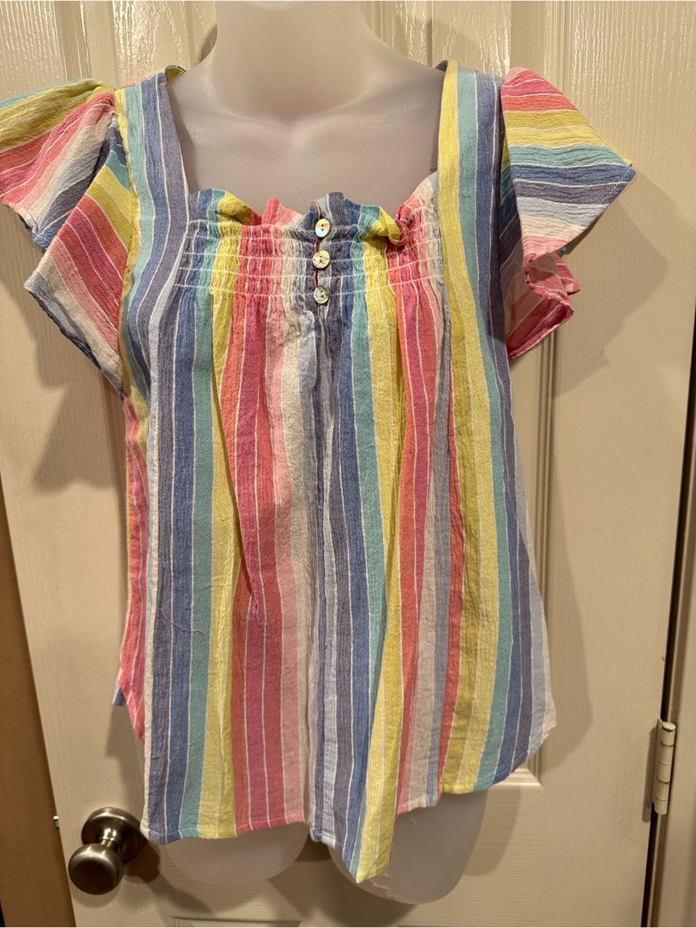 Draper James Rainbow Striped Blouse. Sz Small